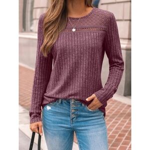 🆕️ Women's Burgundy Lace Ribbed Sweater